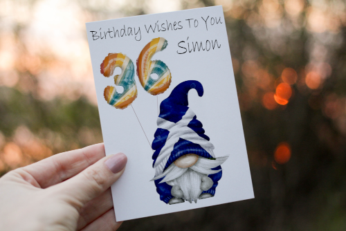 Scottish Gnome Age Birthday Card, Card for 36th Birthday